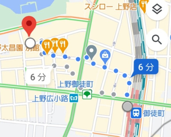 御徒町駅から錦糸町キャバクラ『蓮』への最短おすすめルートMAP