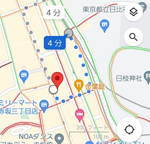 赤坂見附駅から赤坂キャバクラ「いちご」への最短ルートMAP