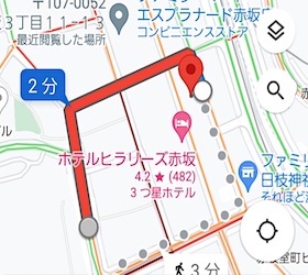 赤坂駅から赤坂キャバクラ「まごころ」への最短ルートMAP